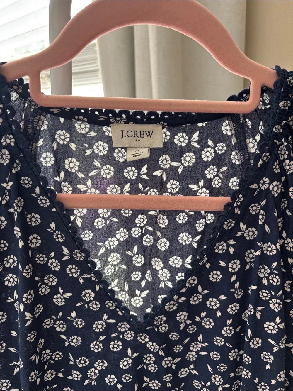 J. Crew Navy and White Floral Midi Dress